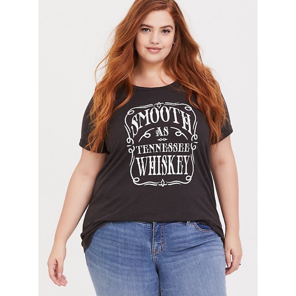 TORRID Black Slub Knit Smooth As Tennessee Whiskey Vintage Crew Tee